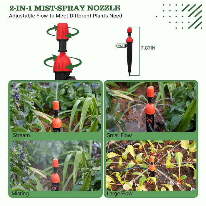 82.4FT Automatic Drip Irrigation Kit with Timer for Raised Beds, Garden & Lawn