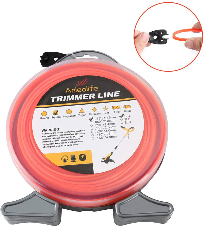 Anleolife Commercial Square Trimmer Line .065'' x 370ft, 1lb - Anleolife