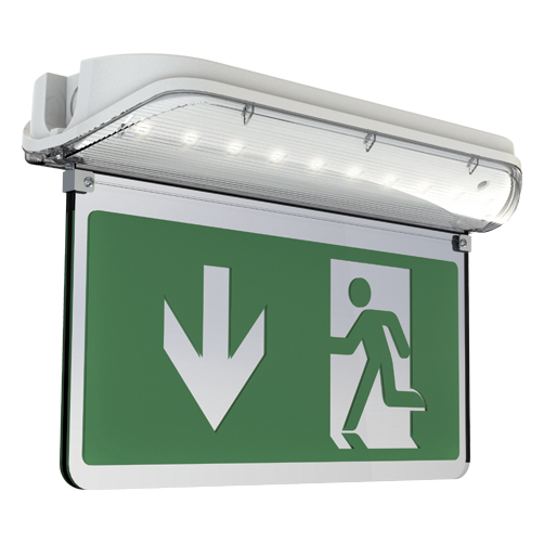 Ansell AHARLED/3M/ST Harrier IP65 Blade Exit Sign White
