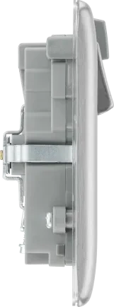 BG NBS22UWRG 13A Brushed Steel Double Socket with WiFi Range Extender & USB (Grey Insert)