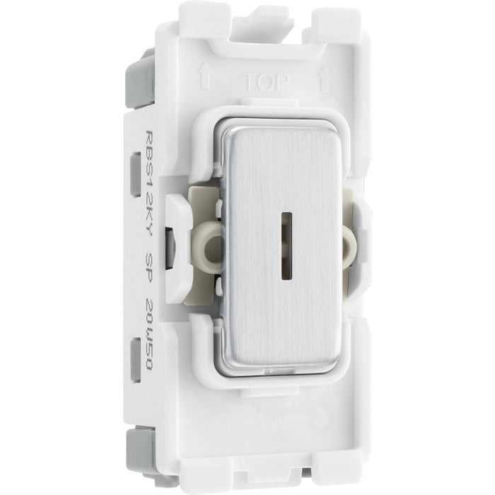 BG RBS12KY Nexus Brushed Steel Grid 20AX Sc Key Switch 2W, Single Pole