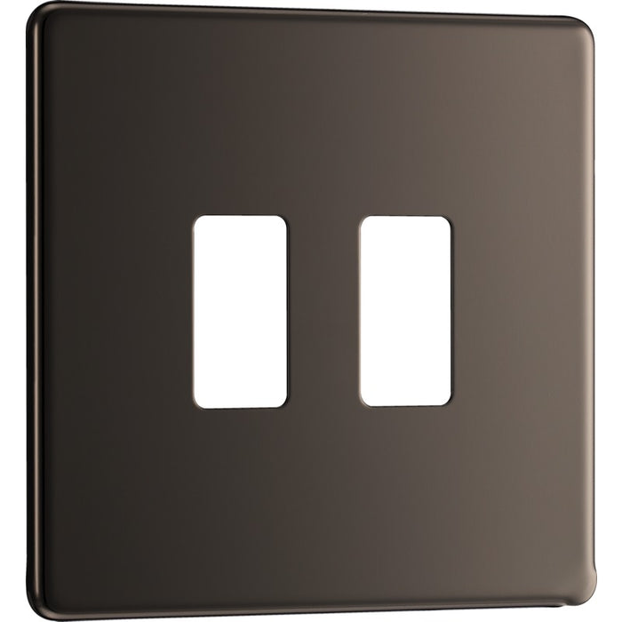 BG RFBN2 Nexus Black Nickel 2-Module Grid Front Plate - Screwless