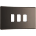 BG RFBN3 Nexus Black Nickel 3-Module Grid Front Plate - Screwless