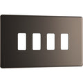 BG RFBN4 Nexus Black Nickel 4-Module Grid Front Plate - Screwless