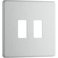 BG RFBS2 Nexus Brushed Steel 2-Module Grid Front Plate - Screwless