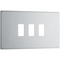 BG RFBS3 Nexus Brushed Steel 3-Module Grid Front Plate - Screwless