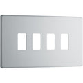 BG RFBS4 Nexus Brushed Steel 4-Module Grid Front Plate - Screwless
