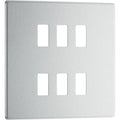 BG RFBS6 Nexus Brushed Steel 6-Module Grid Front Plate - Screwless