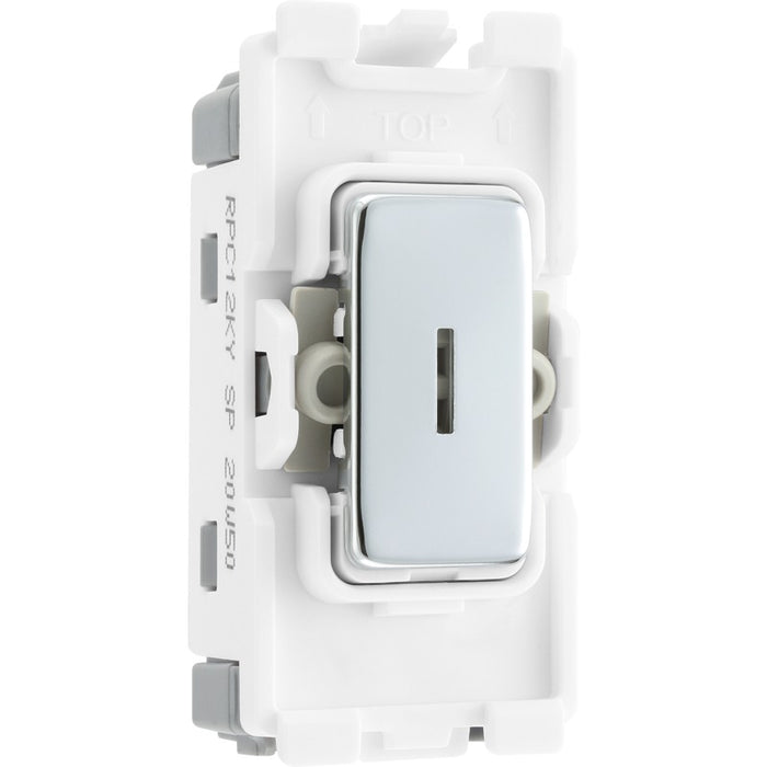 BG RPC12KY Nexus Polished Chrome Grid 20AX Sc Key Switch 2W, Single Pole