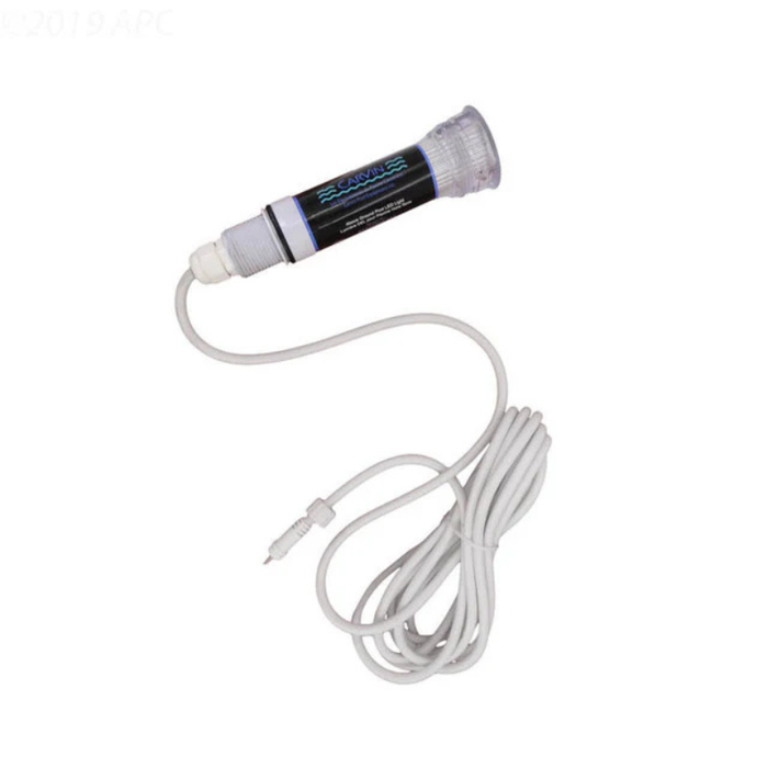 Carvin LED above-ground pool light and water return jet fitting assembly, complete with attached white power cord