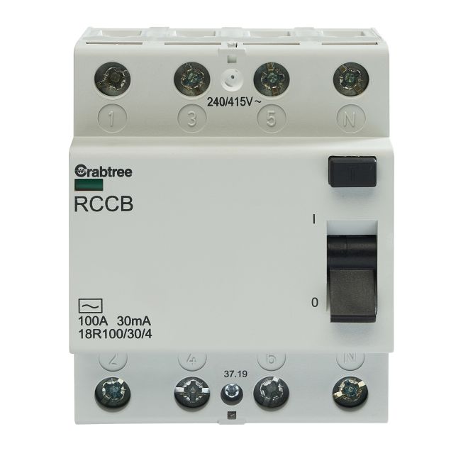 Crabtree 18R100-30-4 100A 30mA 4P RCCB