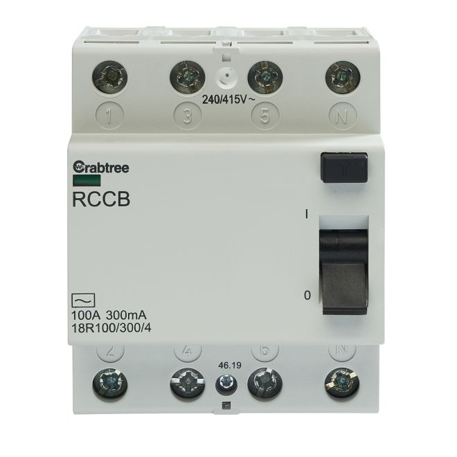 Crabtree 18R100-300-4 100A 300mA 4P RCCB