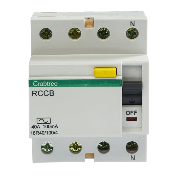 Crabtree 18R40-100-4 40A 100mA 4P RCCB