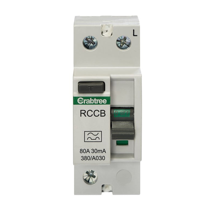 Crabtree 380-A030 80A 30mA DP Type A Plug In RCCB
