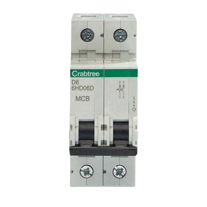 Crabtree 6HD06D D6 10kA 2P MCB