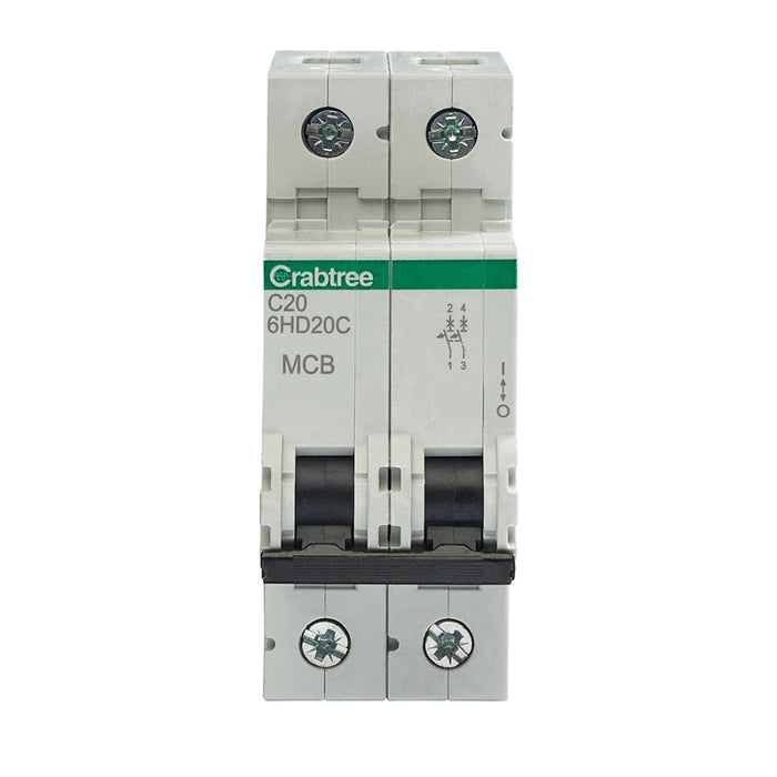 Crabtree 6HD20C C20 10kA 2P MCB