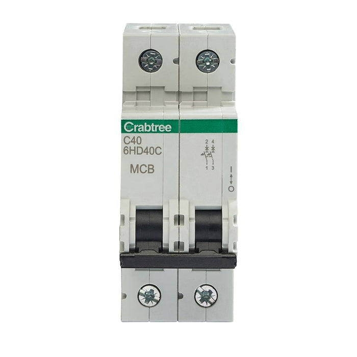 Crabtree 6HD40C C40 10kA 2P MCB (2 Module Width)