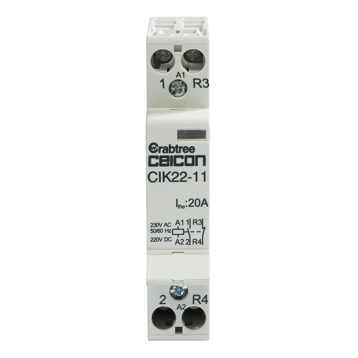 Crabtree CIK22-11 Installation Contactor 20A 1NO 1NC AC-DC