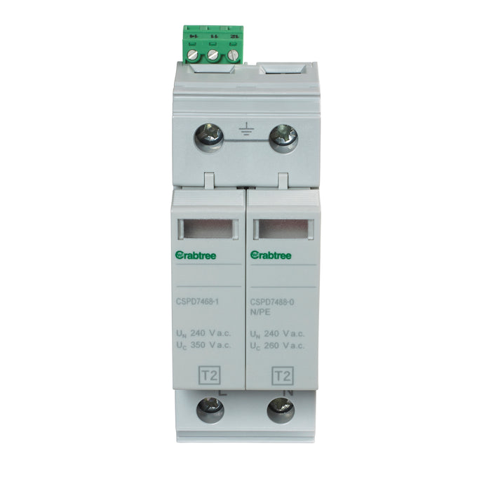 Crabtree CSPD7462-1 Type 2 SPD for 1P 3-wire Systems (2 Modular Width)