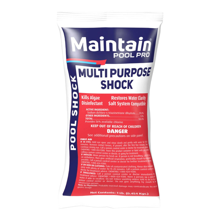 Maintain Pool Pro 1 lb. multi-purpose di-chlor pool shock and sanitizer bag