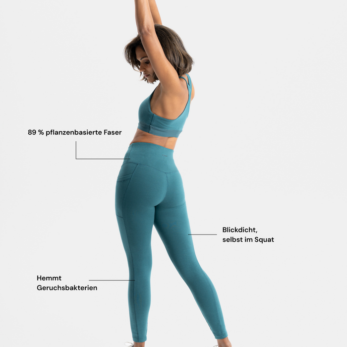 ELEVATE | Natural Sport Leggings | Deep Sea Green