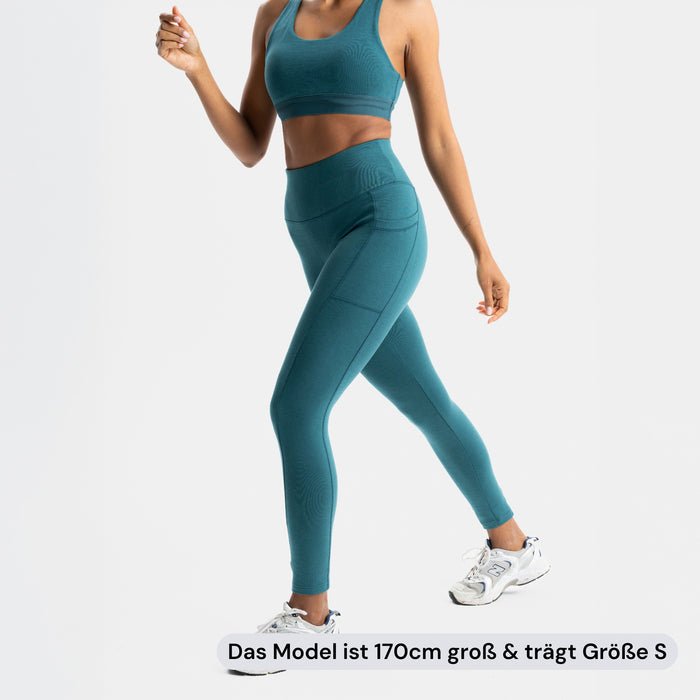 ELEVATE | Natural Sport Leggings | Deep Sea Green