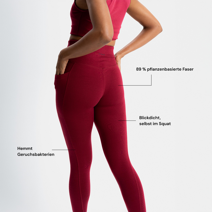 ELEVATE | Natural Sport Leggings | Red Berry