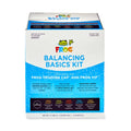 Frog Balancing Basics Kit featuring the TruDose Cap and five hot tub water care chemicals: DropH, JumpH, TArget, SooTHe, and StoMPS shock