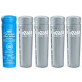 FROG @ease In-Line System chemical bundle featuring four silver SmartChlor sanitizer cartridges and one blue mineral cartridge