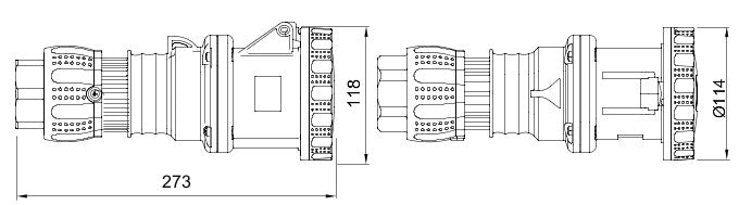 Gewiss GW63053H 63A, 3P+N+E Straight Connector HP w- Mantle Terminal 6H Outlet 346-415V