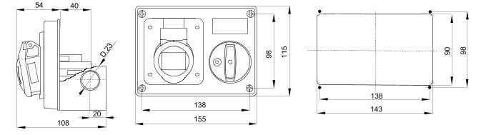 Gewiss GW66004 2P+E, 16A, Fixed Interlocked Horizontal Socket-Outlet w- Bottom 200 - 250V, 6H