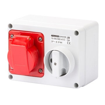 Gewiss GW66009 3P+N+E, 16A, Fixed Interlocked Horizontal Socket-Outlet w- Bottom 346 - 415V, 6H