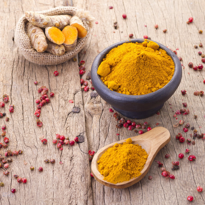 Turmeric rhizomes are the source of a main ingredient of curry powder and also used as a dye