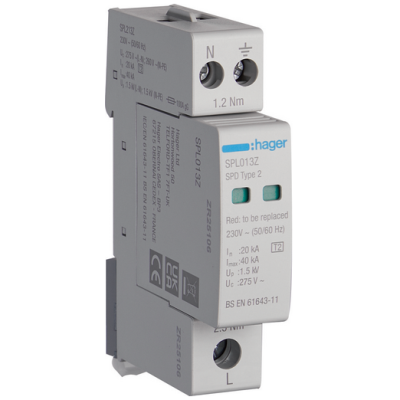 Hager VMES02SPD Single Mod Type 2 Surge Protection for Hager Consumer Units
