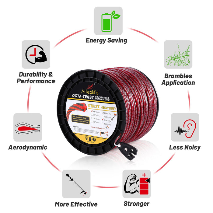Heavy Duty Octa-Twisted Trimmer Line .105-Inch - Anleolife