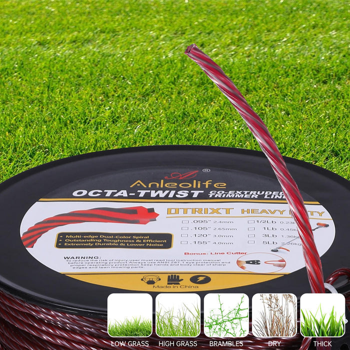 Heavy Duty Octa-Twisted Trimmer Line .105-Inch - Anleolife