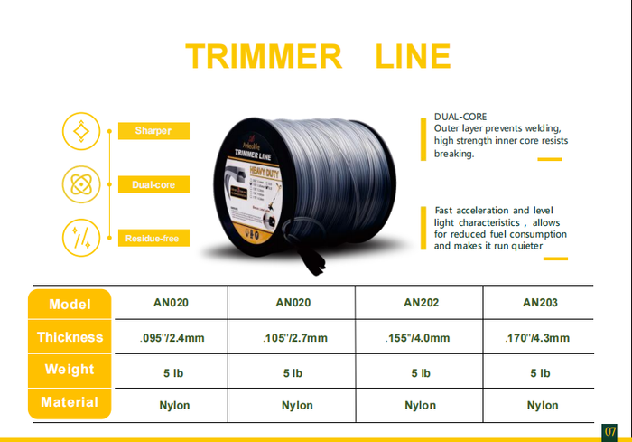 Heavy-duty Square String Trimmer Line .170''x367ft, 5lb - Anleolife