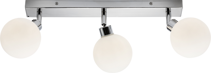 Knightsbridge MLA BA01B3C 230V IP44 G9 Triple Bar Spotlight with Round Frosted Glass - Chrome