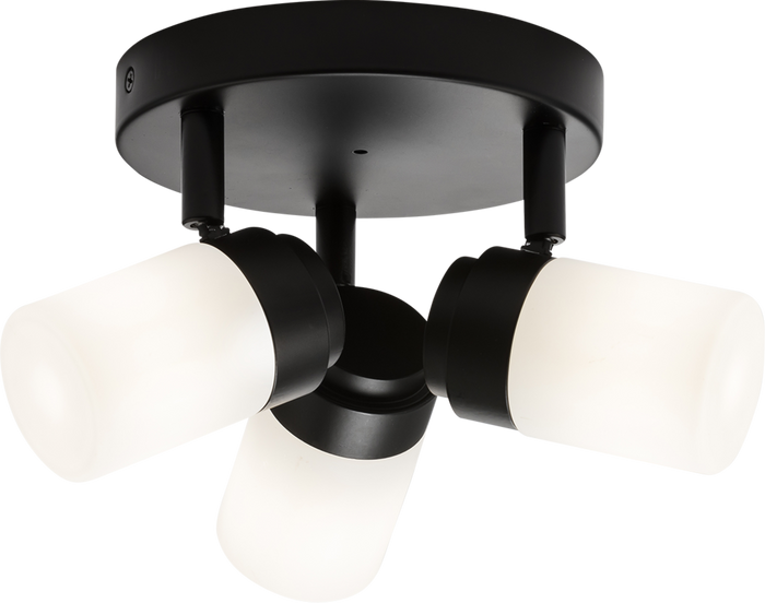Knightsbridge MLA BA02P3MB 230V IP44 G9 Triple Spotlight with Frosted Glass - Matt Black