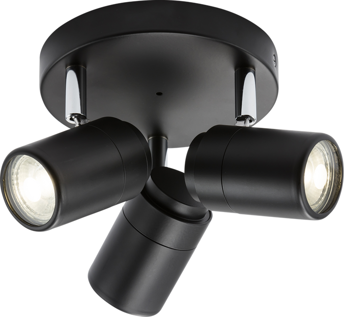Knightsbridge MLA BA03P3MB 230V IP44 GU10 Triple Spotlight - Matt Black