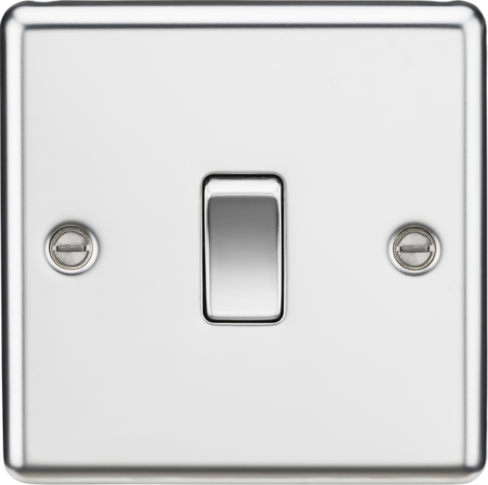 Knightsbridge MLA CL2PC 10AX 1G 2 Way Plate Switch - Rounded Edge Polished Chrome