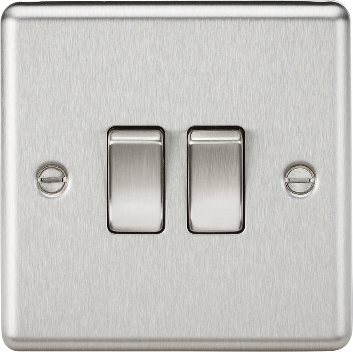 Knightsbridge MLA CL3BC 10AX 2G 2 Way Plate Switch - Rounded Edge Brushed Chrome