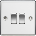 Knightsbridge MLA CL3PC 10AX 2G 2 Way Plate Switch - Rounded Edge Polished Chrome
