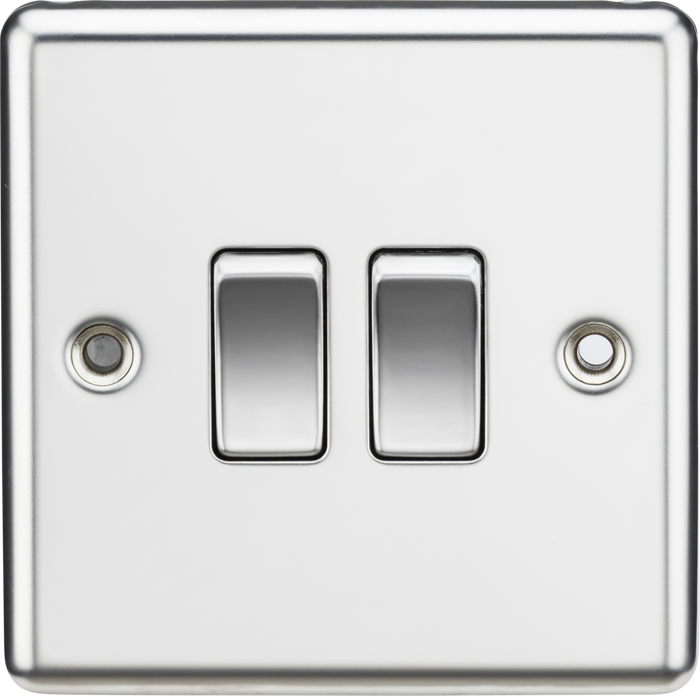 Knightsbridge MLA CL3PC 10AX 2G 2 Way Plate Switch - Rounded Edge Polished Chrome