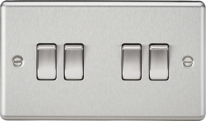 Knightsbridge MLA CL41BC 10AX 4G 2 Way Plate Switch - Rounded Edge Brushed Chrome