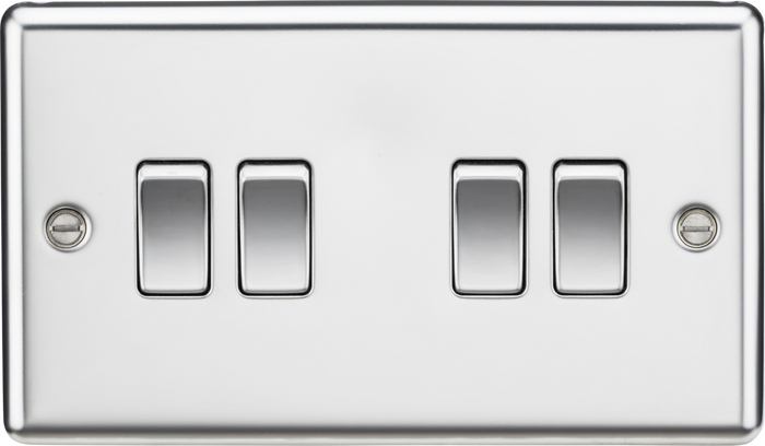 Knightsbridge MLA CL41PC 10AX 4G 2 Way Plate Switch - Rounded Edge Polished Chrome