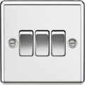 Knightsbridge MLA CL4PC 10AX 3G 2 Way Plate Switch - Rounded Edge Polished Chrome