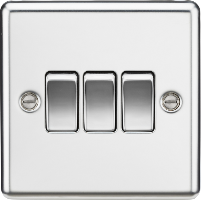 Knightsbridge MLA CL4PC 10AX 3G 2 Way Plate Switch - Rounded Edge Polished Chrome