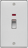 Knightsbridge MLA CL82MNBC 45A 2G DP Switch with neon - brushed chrome