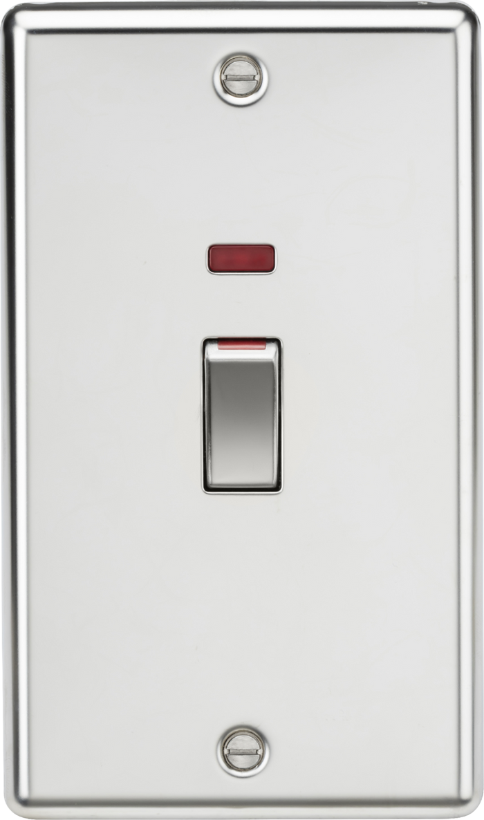 Knightsbridge MLA CL82MNPC 45A 2G DP Switch with neon - polished chrome